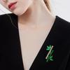 Ping An Bamboo Brooch Rising Emerald Crystal Zircon Pin Classical Temperament Brooch Cheongsam Antique Accessories