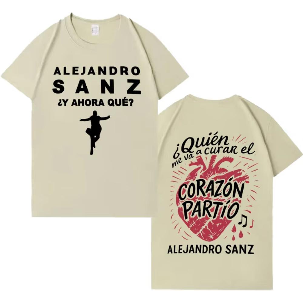 Singer Alejandro Sanz Trendy Graphics Short Sleeve Tshirt Men Women Punk Casual Y2K Clothing Fan Gifts