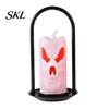 Halloween Party Lights LED Flameless Pillar Candles, Spooky Face Handheld Candle Light, Battery Ambiance Lighting Operated Flickering Fake Candles for