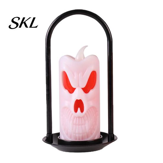 Halloween Party Lights LED Flameless Pillar Candles, Spooky Face Handheld Candle Light, Battery Ambiance Lighting Operated Flickering Fake Candles for