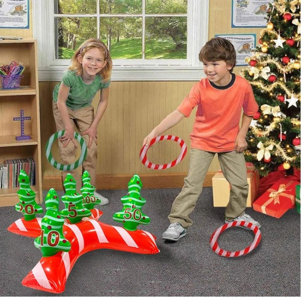 Reindeer Antler Ring Christmas Toss Toy PVC Ring Toss Game Funny Inflatable Christmas Tree Gift