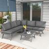 Corner and Convertible Garden Lounge Set 4 Pieces with 2 Benches, 1 Corner Armchair and 1 Coffee Table