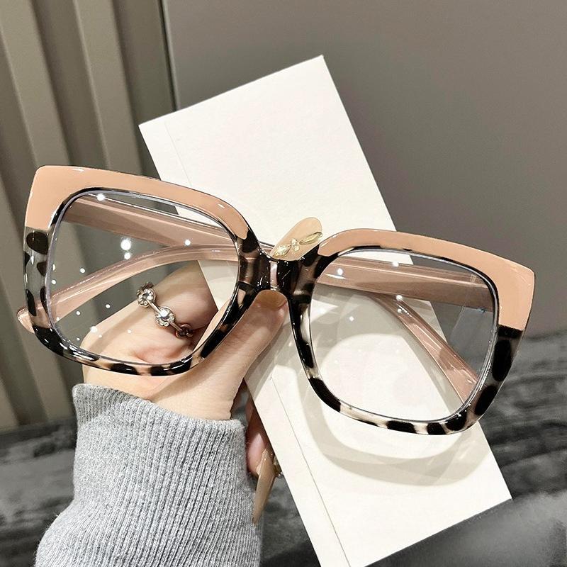 New Large Frame Reading Glasses Vintage HD Comfortable Anti Blue Light Presbyopia Glasses for Women Decorative Eyeglasses To+4.0