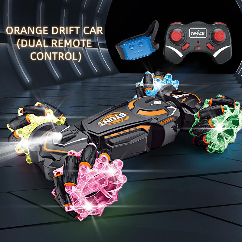 4WD RC Stunt Car, 2.4G Wireless Remote Control Cars with RC Watch Gesture Sensor LED Rotation Drift, Gift Electronic Toy for Kids Boys