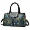 Shoulder Tote Bag for Women Retro Flower Pattern Satchel PU Crossbody Handbag