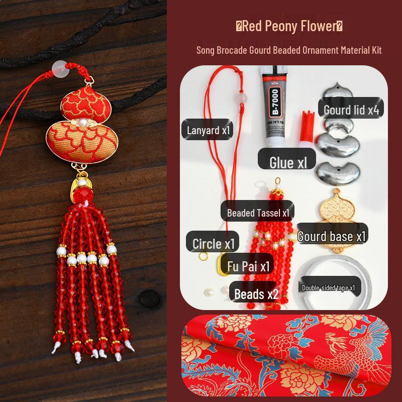 Handmade DIY Car Pendant Kit: Brocade Gourd Hanging Ornament Souvenir