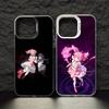 Coque de téléphone Mignonne Anime P-Puella Magi Madoka Magica Pour iPhone17,16,15,14,13,12,11 Pro Max Noir Colorée Argentée à l'intérieur