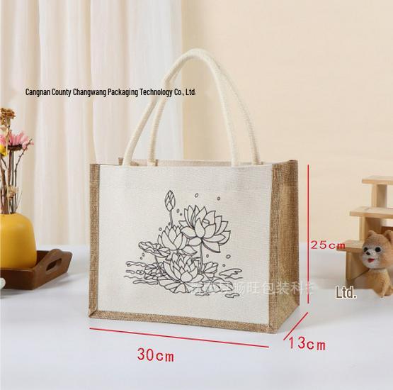Hand-Painted Graffiti Canvas Tote Bag - Yellow Linen Logo Pattern