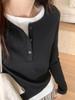 Women's Ribbed Cotton Slim Fit Two-Piece Look Long Sleeve Base Layer Top