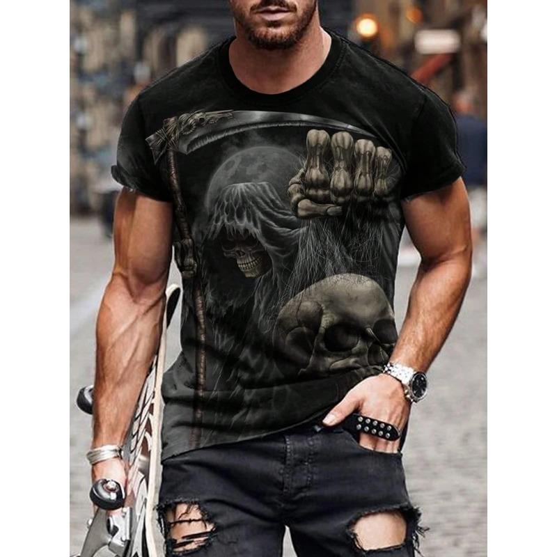 Tricou pentru bărbați Summer Everyday Street Tricou bărbați cu imprimeu cu cranii Top casual cu mâneci scurte Sport în aer liber Moda tricou bărbați