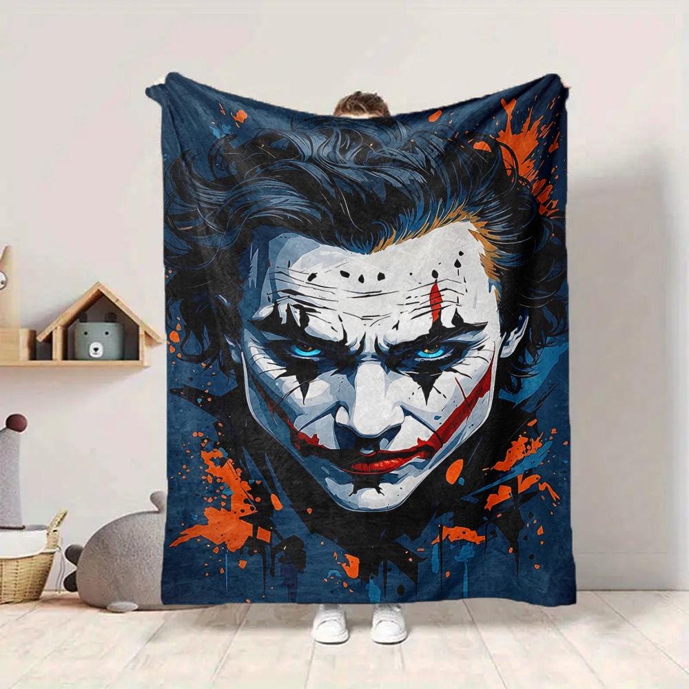 1pc Joker Flannel Throw Blanket - HD Printed Lightweight Soft Warm All-Season Blanket for Sofa, Bed, Travel, Camping 106