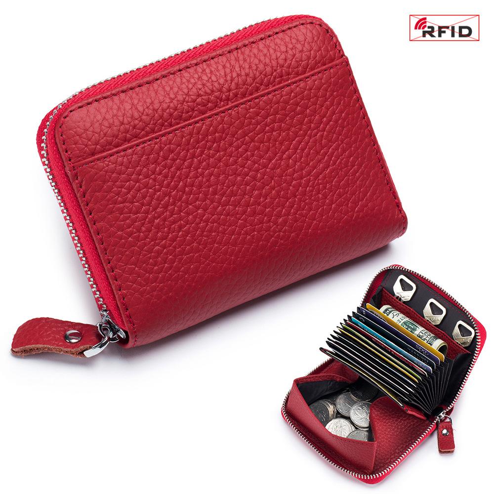 New Japanese-style RFID Anti-theft Brush Organ Card Bag Large Capacity Multi-card Holder Coin Change Bag Wholesale