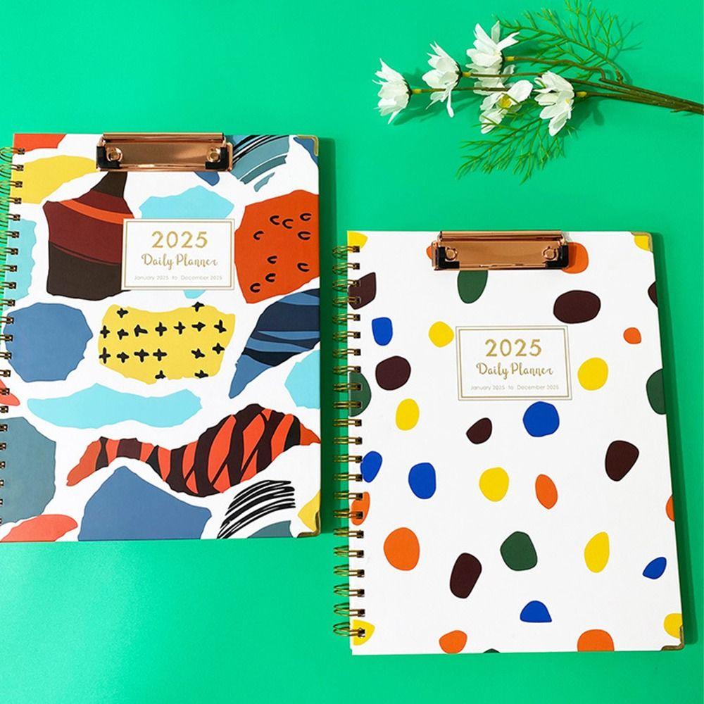 Daily Planner 2025 English Agenda Book With  Plate Clamp Diary Planner  Notebook  Home Office