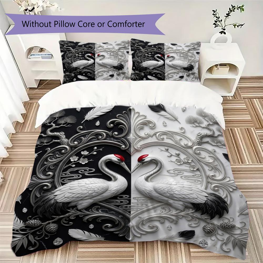 Gorgeous B&W Pattern Bedding uilt Set uilt Cover Pillowcase Home Decoration Birthday Gift (1 * duvet cover + 2 * pillowcase without core)39