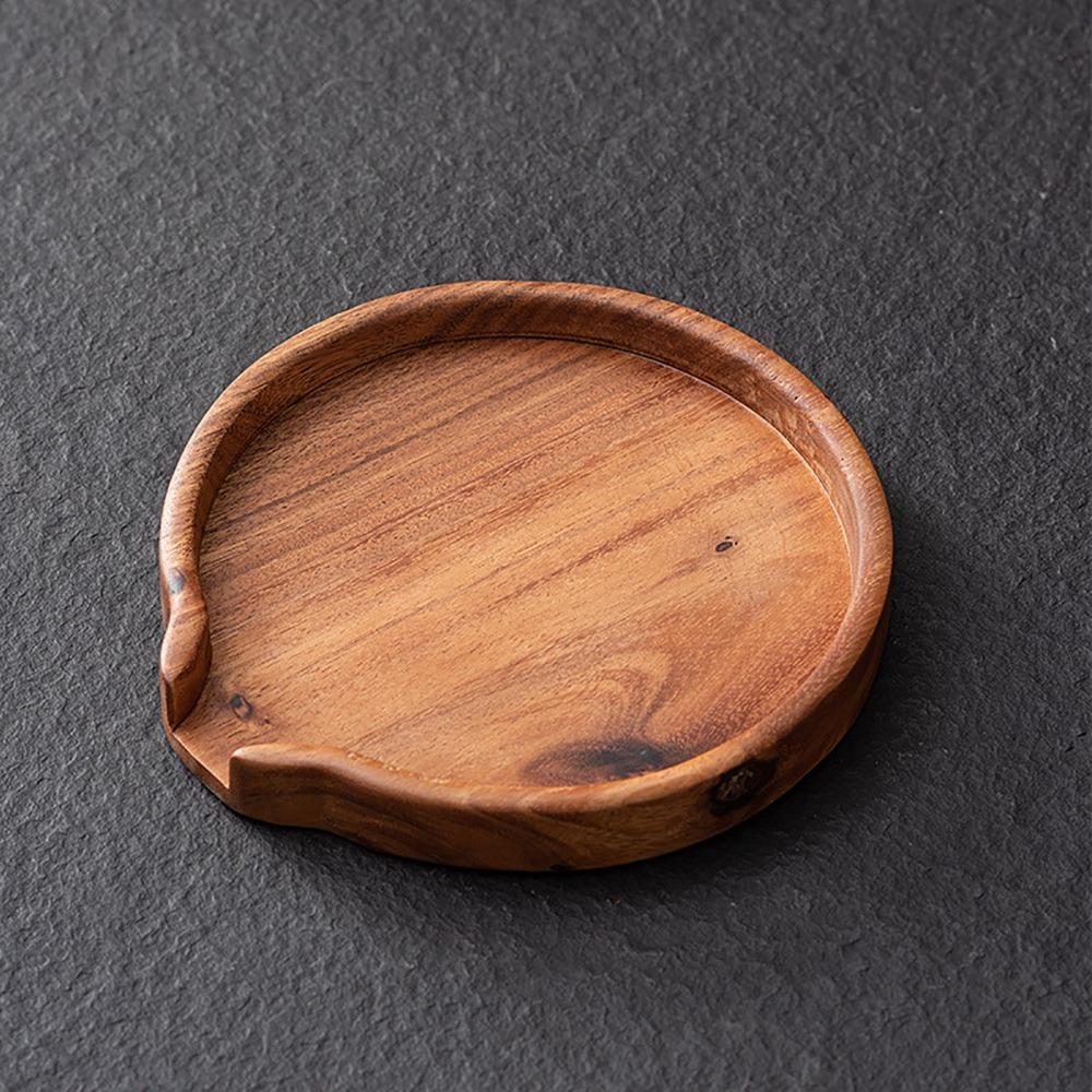 Multifunction Design Wooden Serving Tray Round Shape Tea Coffee Snack Tray For Tea Serving