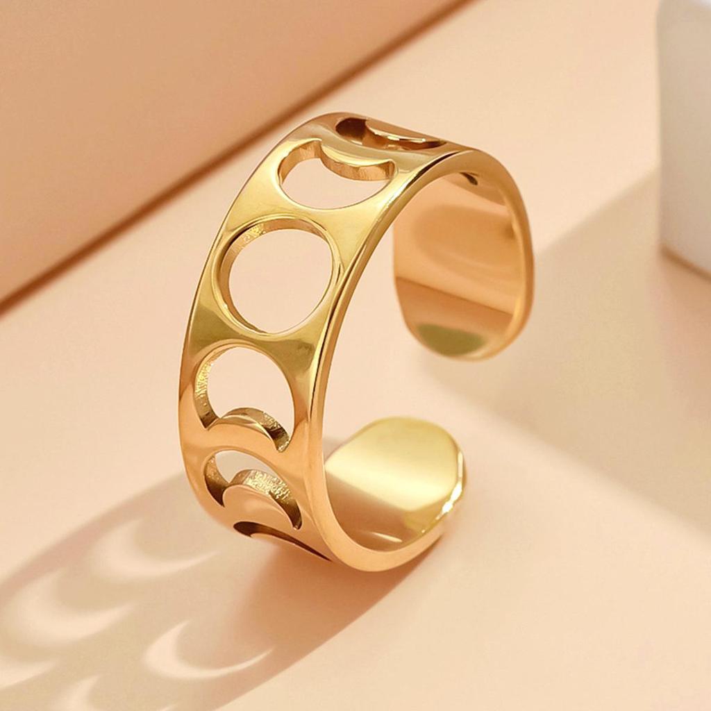 Stylish European and American Sweet Open Heart Ring for Women – Gold-Plated Stainless Steel Gift