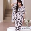 Summer day new pajamas women's short-sleeved cropped pants 10 pcs faux cotton silk set petal collar quality loungewear