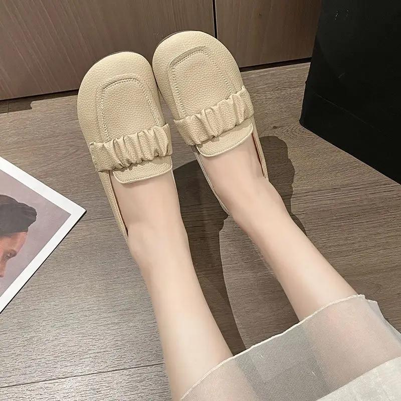 Fashion Ladies Footwear With Heel Round Toe Solid Color Elegant Party Women's Flat Shoes Wholesale Summer 2025 Vacation Stylish Chic 39