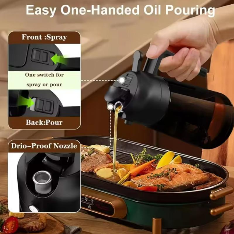 2-in-1 Dark Glass Oil Sprayer Black Lightproof Olive Oil Dispenser for Cooking Salads And Barbecues - Kitchen Barbecue Tool
