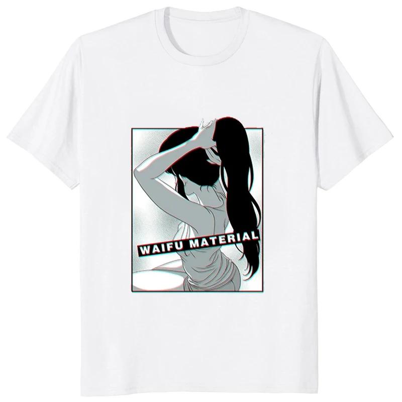 Hentai Japan Anime Waifu Material Printed Man Tshirts Comfort Breathe Women Clothing Streetwear Casual Hipster Otaku Tee