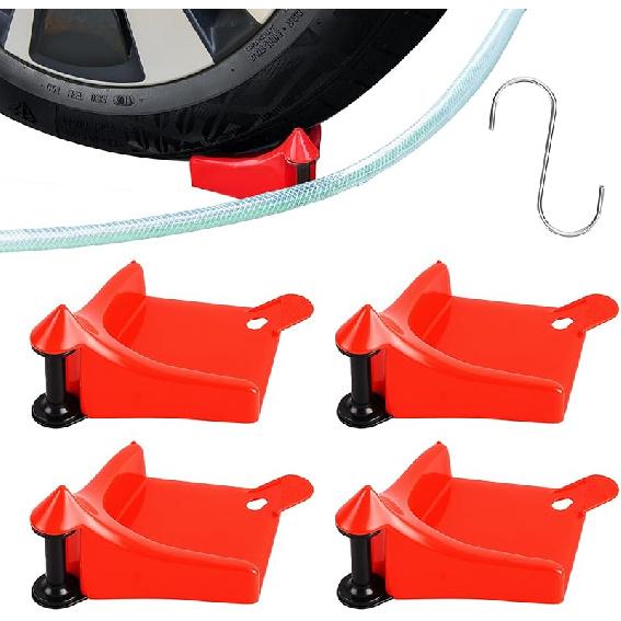 4 Pcs Car Tires Hose Guides Roller For Car Washing, Premium Tire Hose Roller Preventing Stucking And Snagging Under Tires, Detailing Accessories For