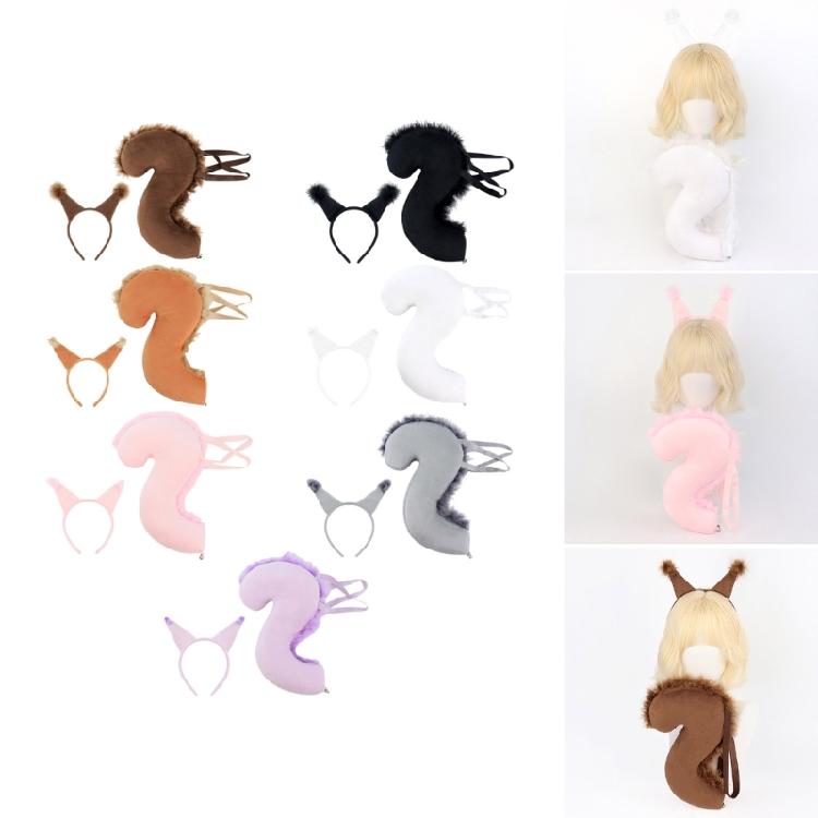 Animal Squirrel Costume Set,Squirrel Ears and Tail Set Animal Fancy Dress Kit for Birthday Party Halloween Cosplay Props