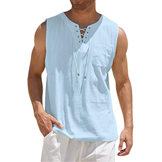 Menn Overdeler Ensfarge Myk String V Neck Ermeløse Tank Tops Daglige klær