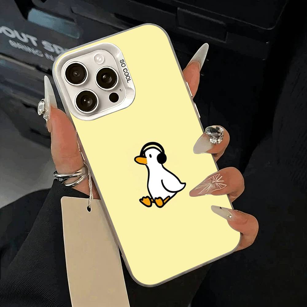 F-Funny Duck Phone Case For IPhone 17 Air 16 15 14 13 12 11 Pro Max White  Sliver  Hard Cover