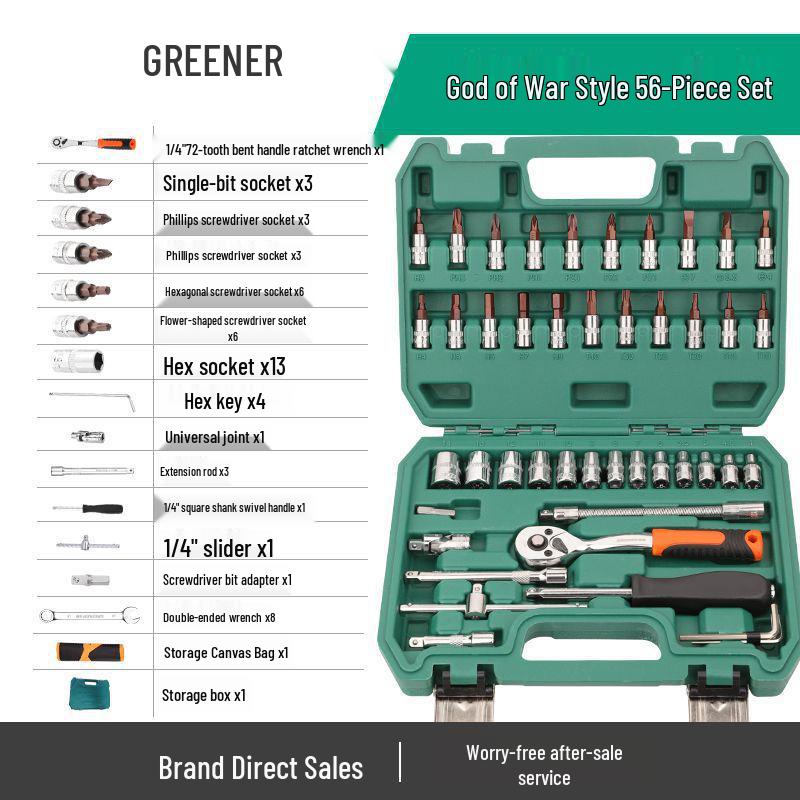 Multifunctional Car Repair Tool Set with Ratchet Socket Wrench