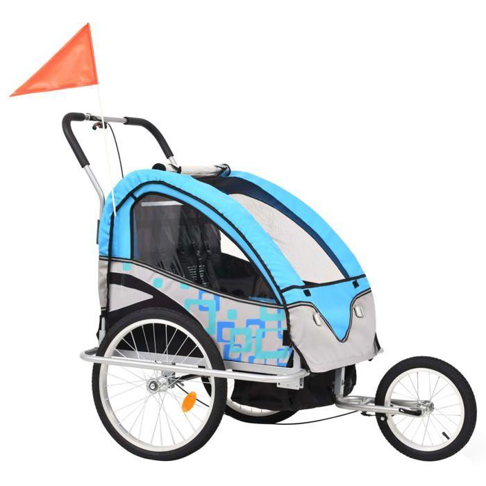 VidaXL 2-in-1 Bike Trailer and Stroller, Bicycle Cart with Seat, Bicycle Trailer, Transport Cart, Blue 91377