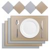 Faux Leather Placemats and Coaster Sets of 4 Dual-Sided PU Table Mat Hot Resistant Place Mats for Dining Table Christmas Decor