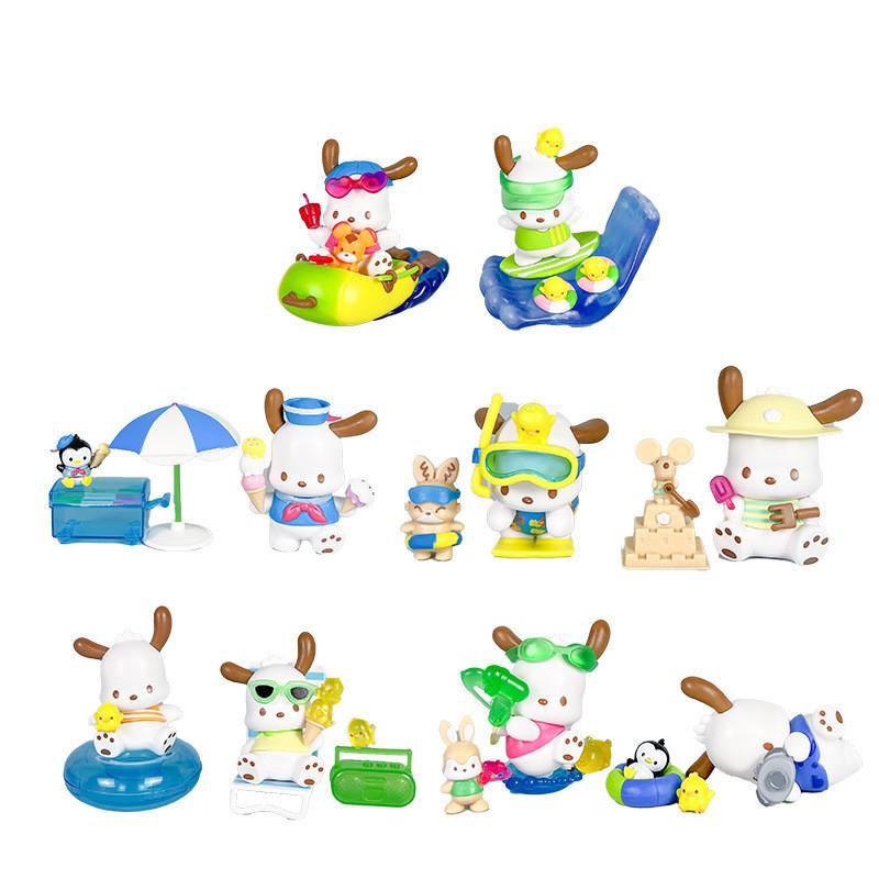 

Anime Pochacco Pvc Model Collection 9 Pieces Beach Series Gift For Home Decor