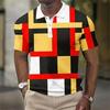 Fashion Men's Polo Shirt 3d Geometric Splicing Graphic Print Casual Mens Polo Shirt Button Lapel Short Sleeve Street Men Clothes