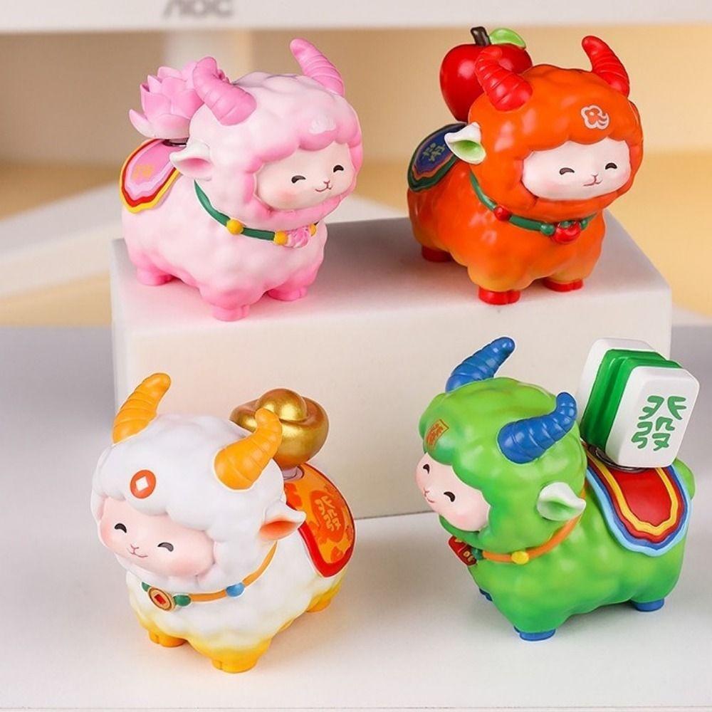 Chinese Style Sheep Desktop Ornament Kawaii Fortune Sheep Figure Desktop Decor