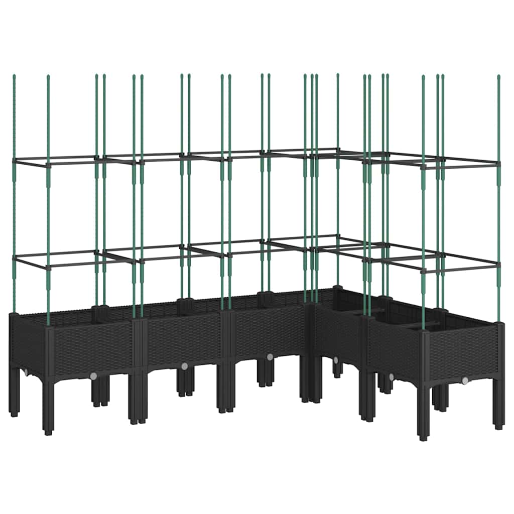 Black Plant Pot with Trellis 160 X 120 X 142.5 Cm PP