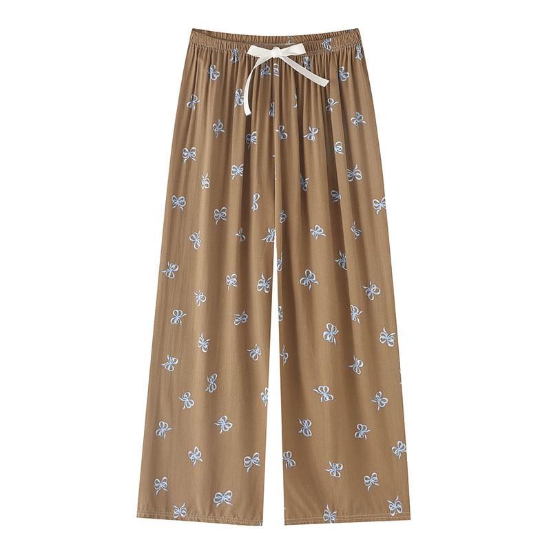 Women's Sleepy Pants Summer Printed Loose Wide Leg Pants Mom Cotton Home Casual Pants