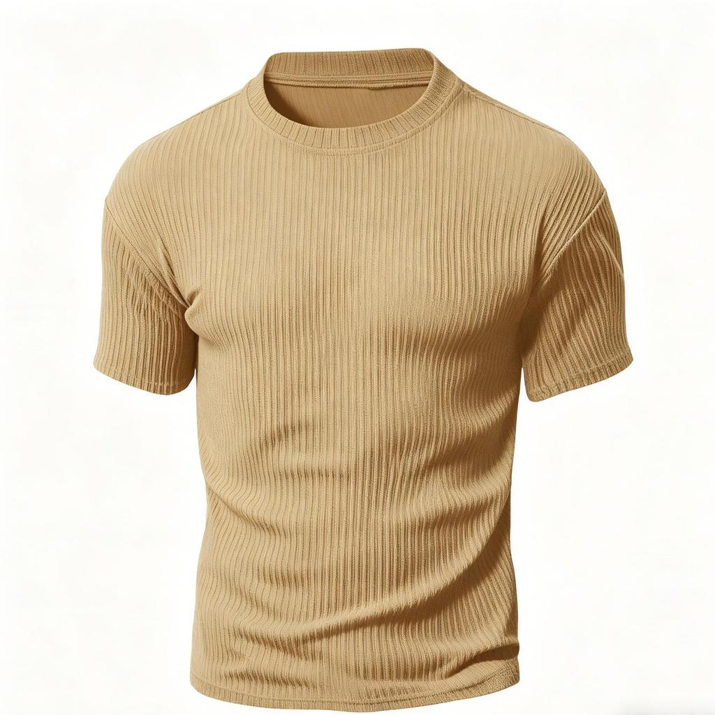 Herren geripptes strukturiertes Slim Fit Kurzarm! Amerikanisches Retro Stretch Rundhals-T-Shirt, Mehrfarbiges Basic Unterhemd / Inneres Oberteil