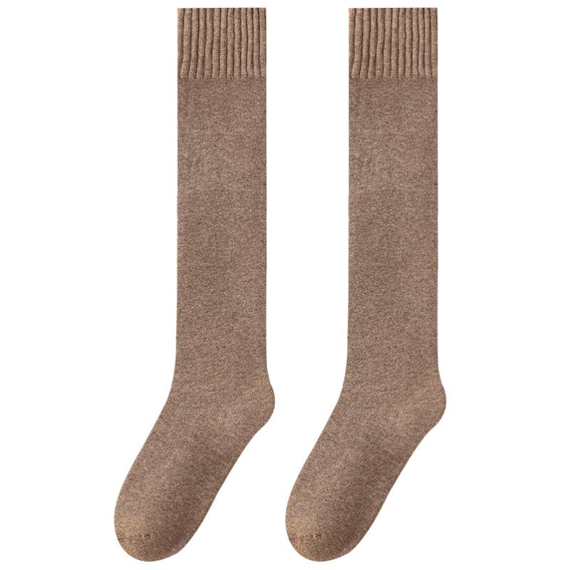 Women's Wool Over-the-Knee Fleece-Lined White Socks - Imitation Cashmere Long, Maternity Plus Size, Thick, Warm, Autumn & Winter Style