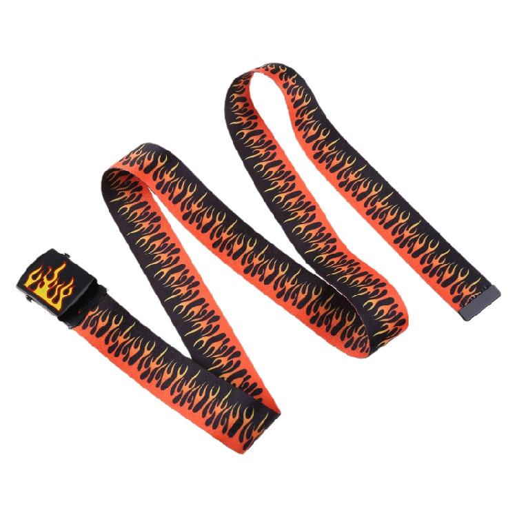 Korean Style Unisex Flame Grain Waistband 130cm Length Adjustable Canvas Belt