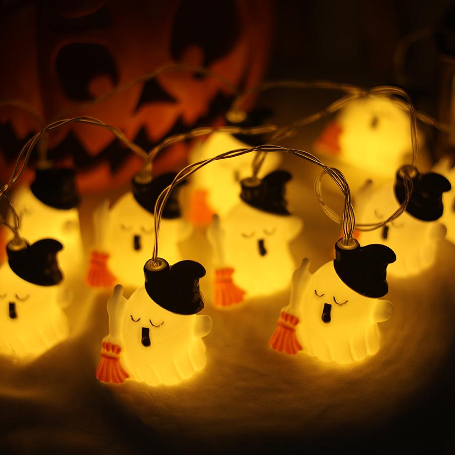 

Halloween light string LED colorful light broom ghost ghost festival horror atmosphere decorative light hanging light 1.5m 10led-usb теплый белый