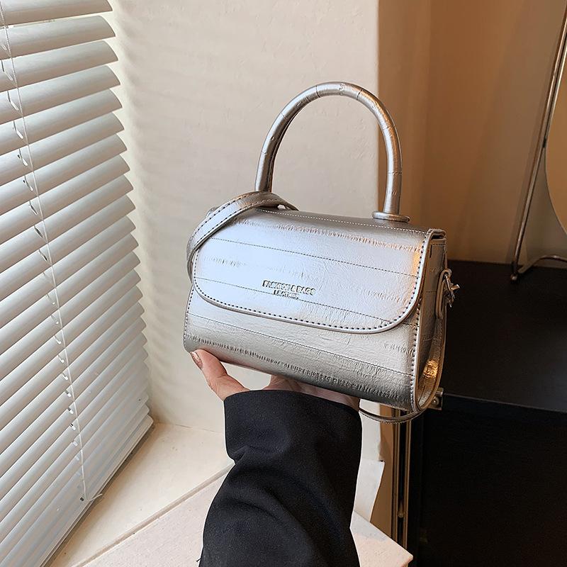 Nisch Mångsidig Handväska, Liten Fyrkantig Väska, Mode Axelväska, Utländsk Damväska, Texturerad Pu Crossbody-väska