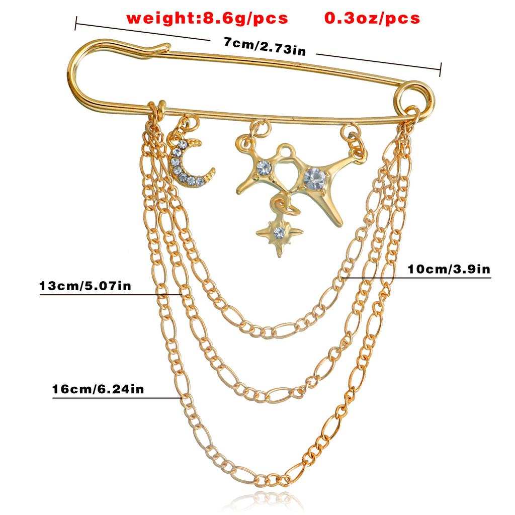 Trendig stjärnkedjebrosch för att visa charm Trendigt kedjeformad nålprydnad Kvinnors kragbrosch Smycken