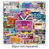 50pcs Waterproof Retro Cartoon Radio Stickers for Suitcases, Computers, and Journals