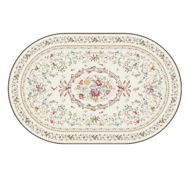 Persian Ethnic Style Carpet Decoration Living Room Oval Lint-free Non-slip Sofa Rug Bedroom Bedside Easy Clean Foot Mat Washable