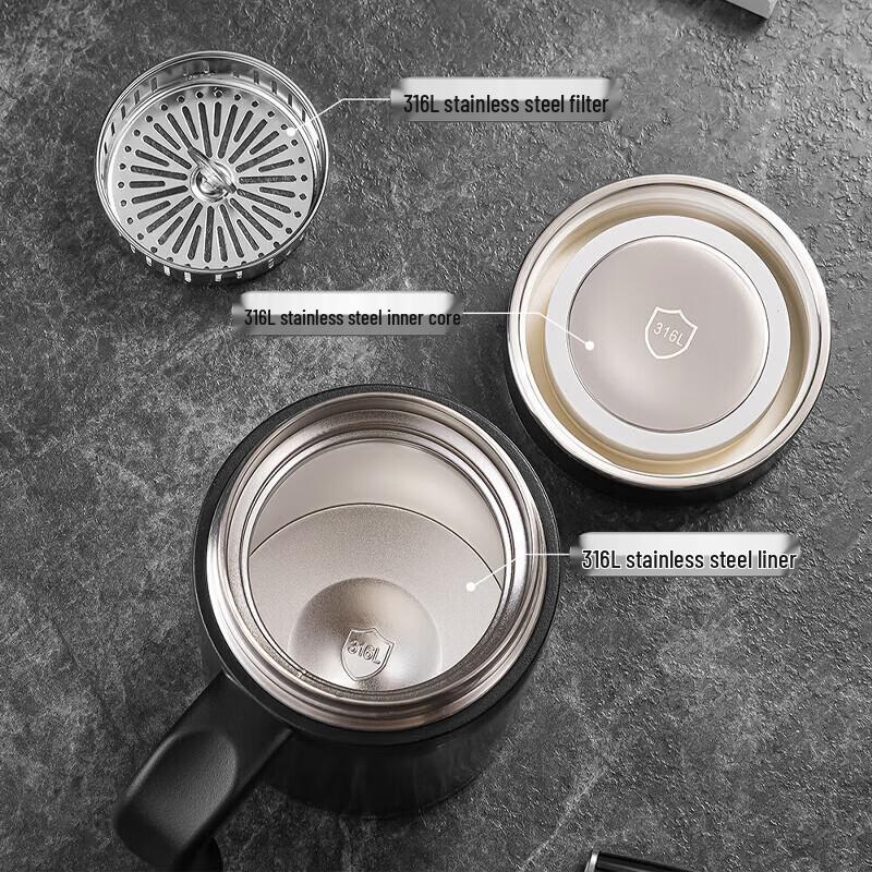 Fuguang Tazza da Ufficio Lingzhi 560ml in Acciaio Inossidabile con Manico