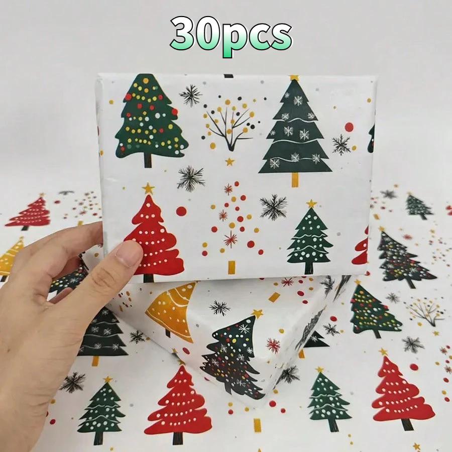 Christmas Tree and Fireworks Pattern Tissue Gift Box Wrapping Paper, Christmas Style Design, Holiday Packaging, Christmas Decor