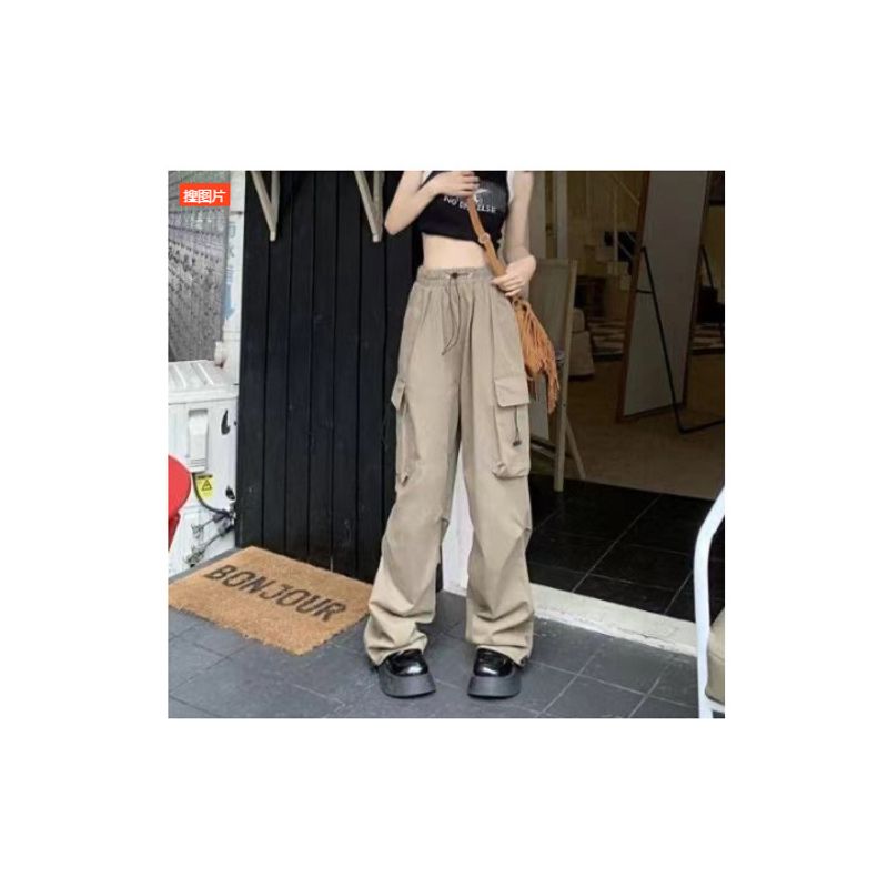 

Drawstring High Waisted Casual Work Pants Drawstring High Waist Casual Working Pants Khaki S