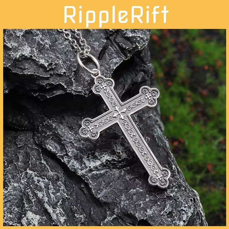 Geometric Retro Cross Necklace Electroplated Finish Unisex Fashion Accessory
