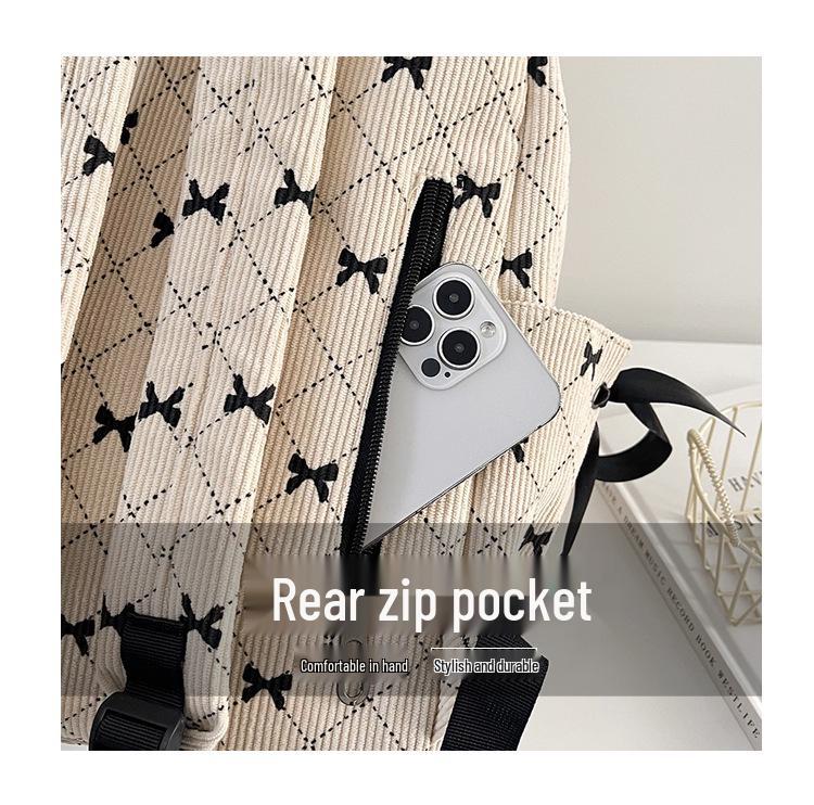 Damen Cord Schleife Lässiger Rucksack – Vielseitiger Herbst/Winter Stil