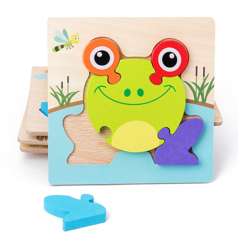 Good Quality 3D Wooden Puzzle Jigsaw for Children Cartoon Animal Puzzles Intelligence Kids Early Educational Cognitive Toys